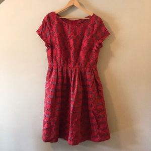 Red Lace Overlay Dress - Anthropologie